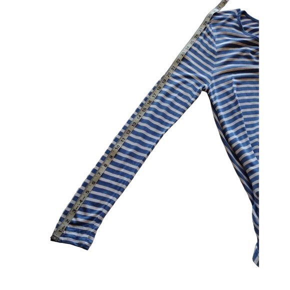 Banana Republic Top Womens Petite Small Striped High Low Hem Casual Blue White - Picture 7 of 8